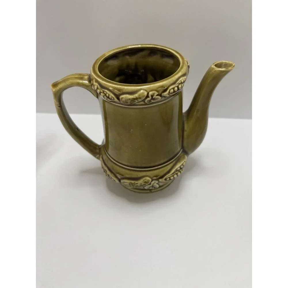 Vintage Tilso Coffee-Tea Pot Olive Green Ceramic, Fruits & Vegetables, 8